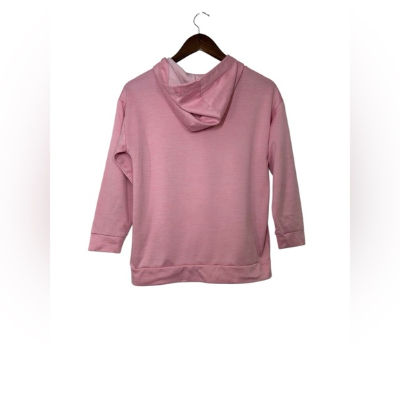 adidas Girls Large Light Pink Hoodie Sweatshirt Pullover Kangaroo Pocket Logo - Picture 5 of 7